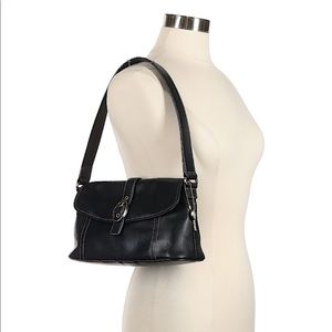 Fossil Black 100% Leather Shoulder Bag